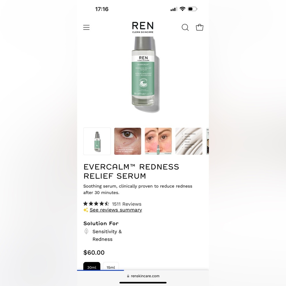 REN Evercalm Redness Relief Serum